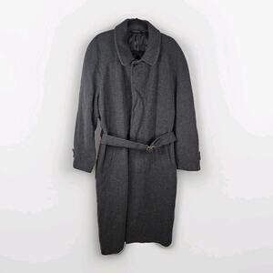 Vintage MARIO VALENTE TORINO Italian Coat Charcoal Gray Wool Cashmere Men US 42R